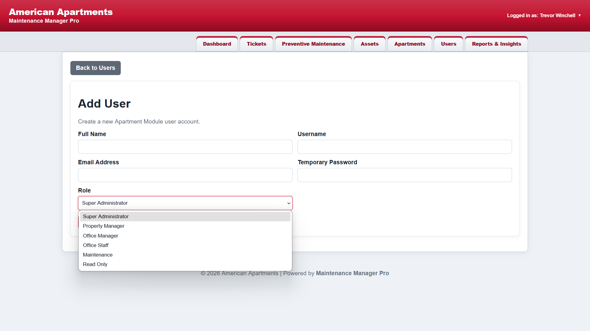 User administration